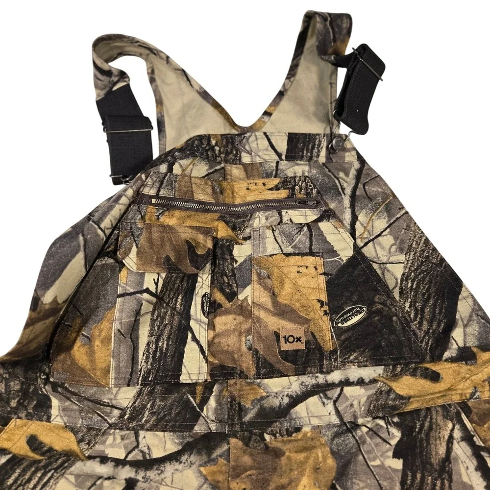 10x Realtree Hardwoods Camo Bib Overalls Mens 42 Regular Hunting Cotton